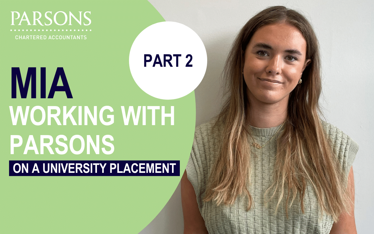 A picture of Mia, who is working with Parsons on a university placement